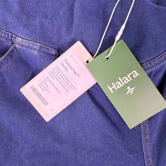 Halara Flex Super Flare Jeans High Waisted Crossover Blue Womens XL Petite E705 - Picture 4 of 14